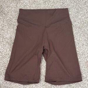Brown Bike Shorts with Relaxed Fit and Cuffed Hems